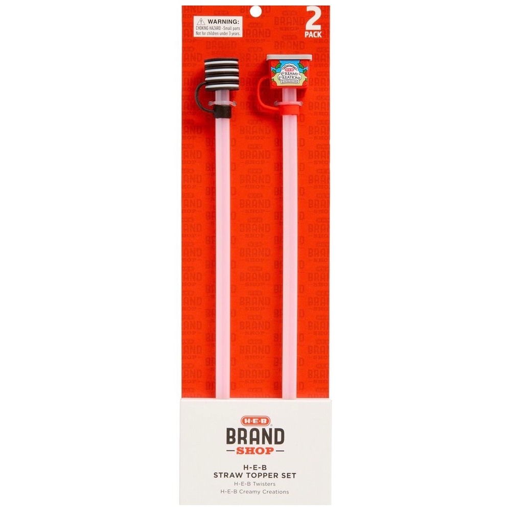 HEB Brand Shop Straw Topper Set 2 Pack Twisters Creamy Creations Ice Cream New